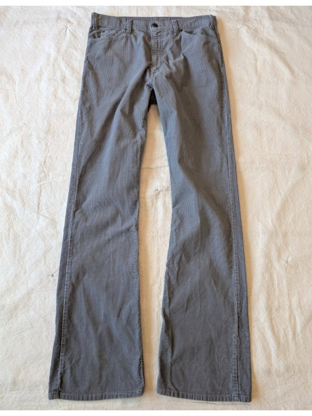 VTG 80s Levi's 517 Corduroy Bootcut Pants Gray Faded 35x36 USA Made Talon Zip